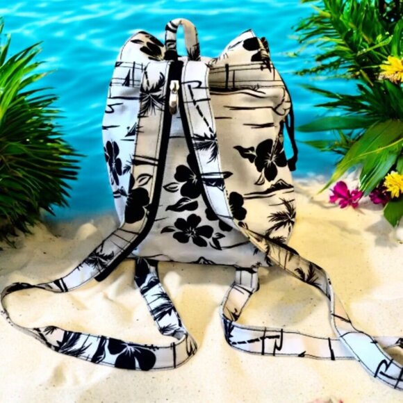 Canvas Floral Sling Shoulder Bag OR Backpack Compact Small - Picture 4 of 10